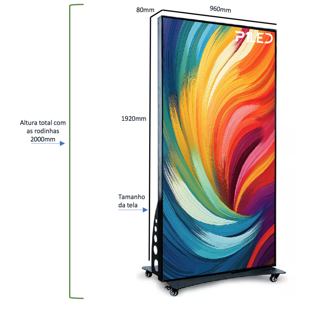 Totem de LED P2.5 Indoor - Tamanho 960*192cm