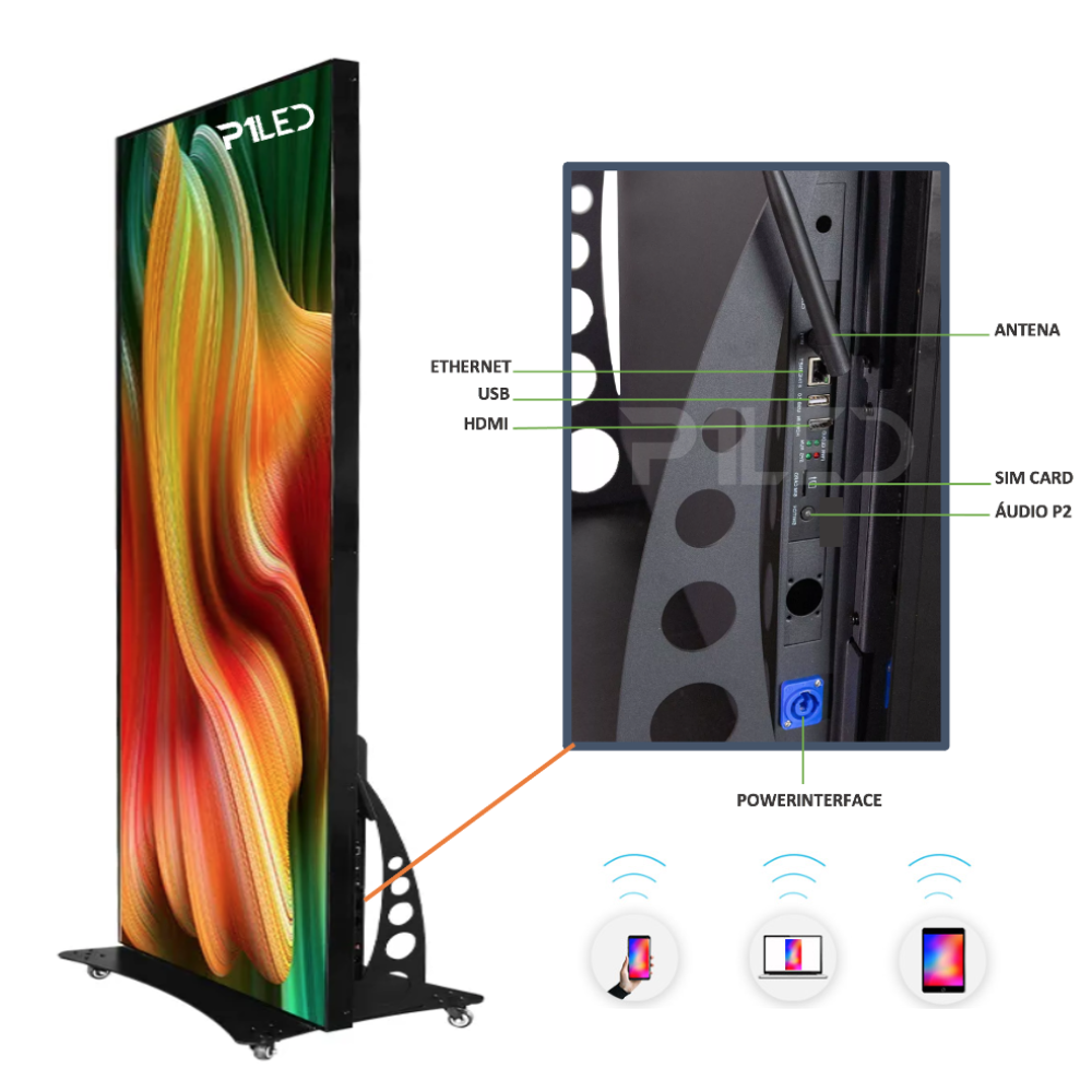 Totem de LED P2.5 Indoor - Tamanho 640*192