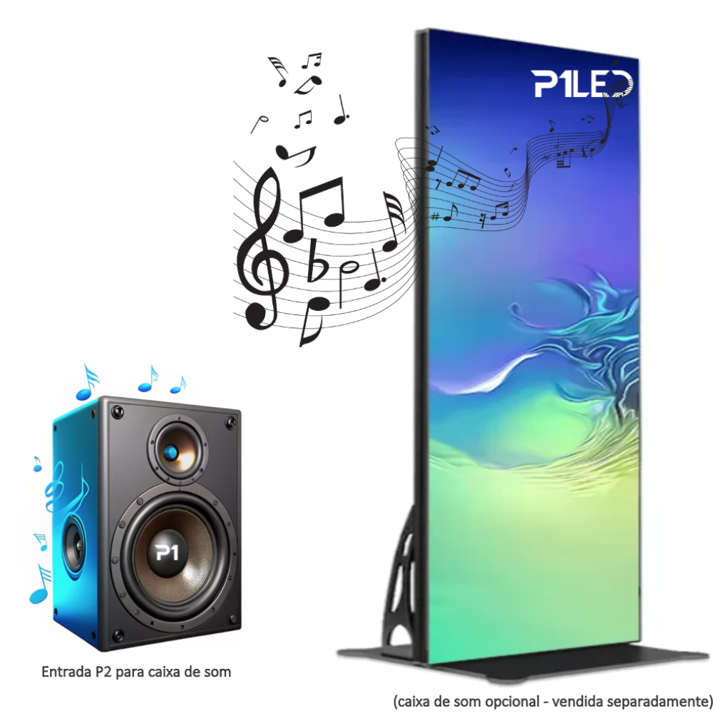Totem de LED P2.5 Indoor - Tamanho 960*192cm Som 