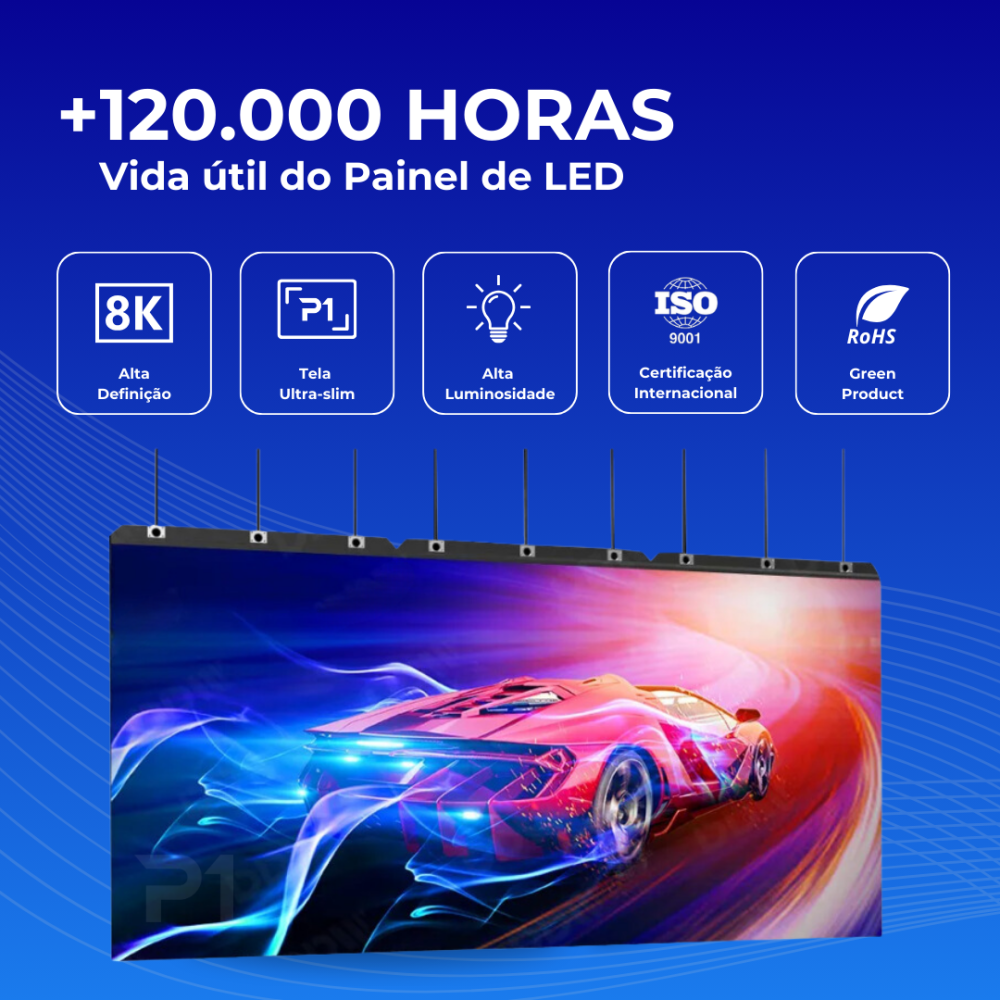 Painel de LED P2.5 Indoor Vida útil 120 mil horas