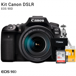 Canon 90D com Lente 18-135mm | Brindes: Bolsa, Cartão 32GB, Mini Tripé e Kit Limpeza