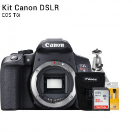 Canon T8i Corpo | Brindes: Bolsa, Cartão 32GB, Mini Tripé e Kit Limpeza